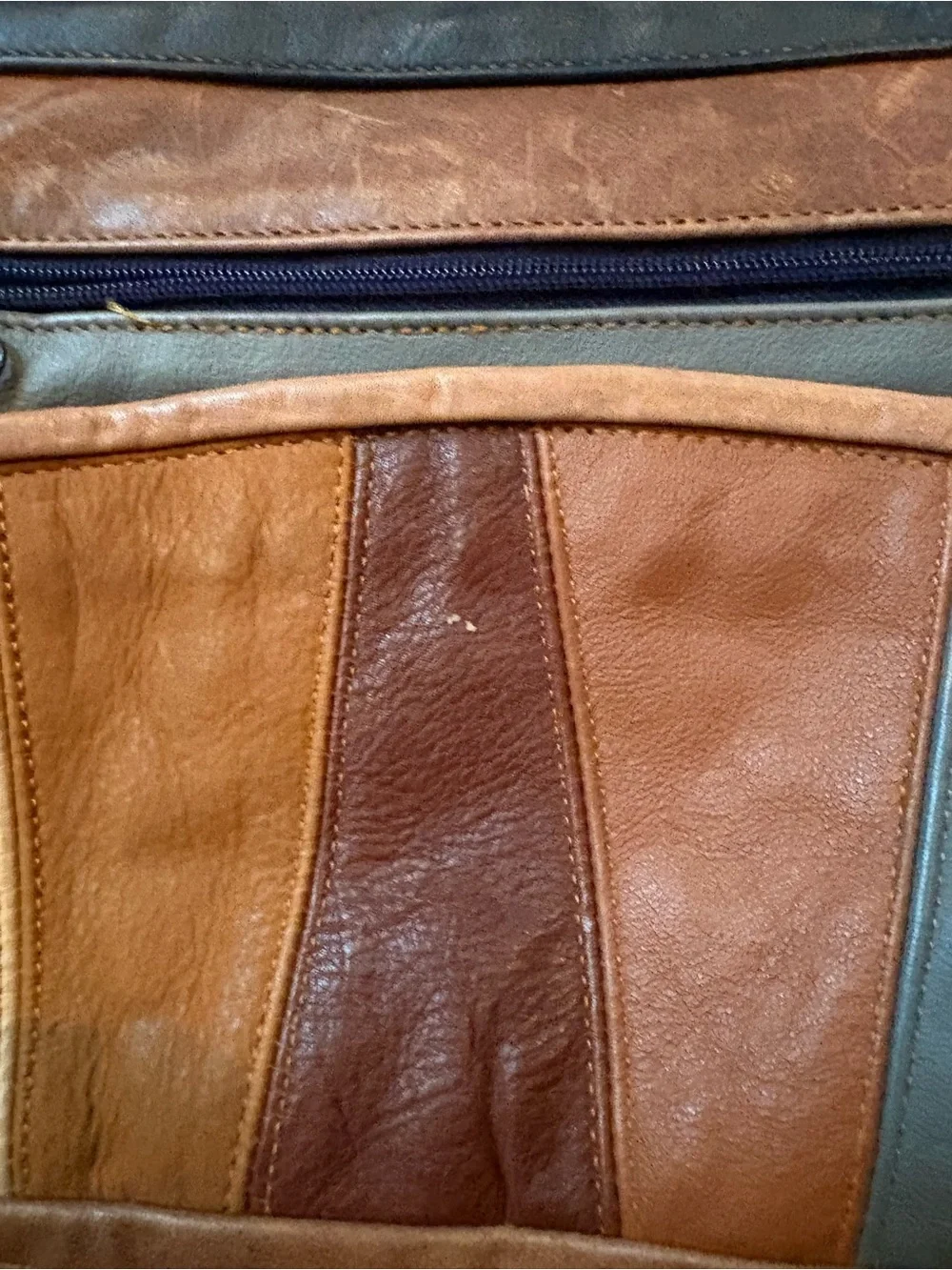 Patchwork Leather Crossbody Bag in Brown and Black